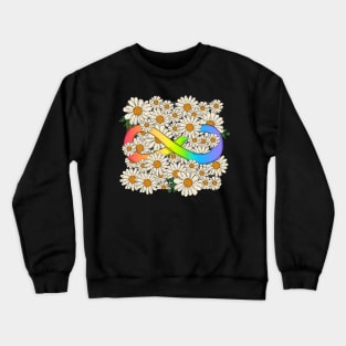 Rainbow Infinity Symbol In Daisy Garden Crewneck Sweatshirt